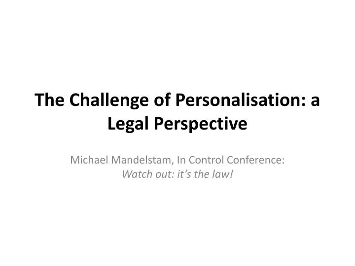 the challenge of personalisation a legal perspective