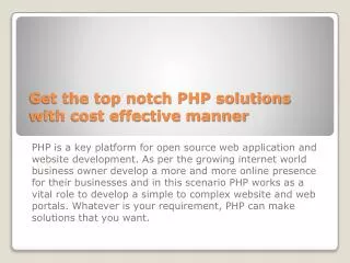 Get The Top Notch PHP Solutions With Cost Effective Manner