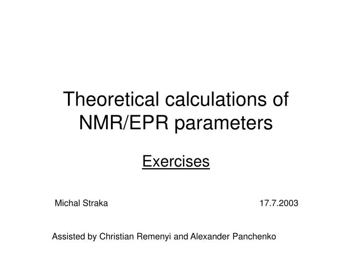 theoretical calculations of nmr epr parameters