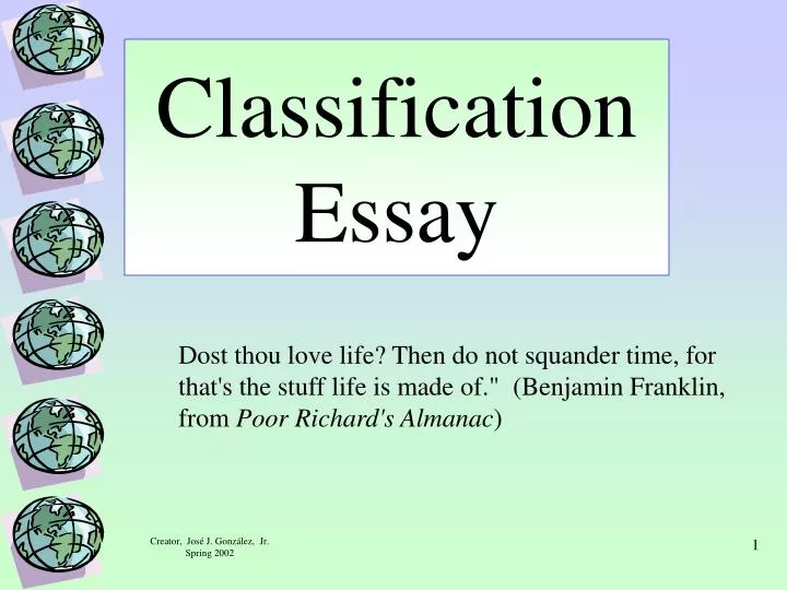 classification essay ppt