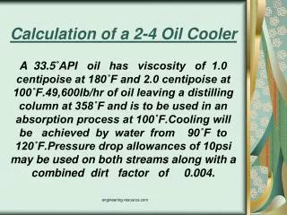 Calculation of a 2-4 Oil Cooler