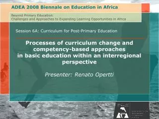 Session 6A: Curriculum for Post-Primary Education Processes of curriculum change and competency-based approaches