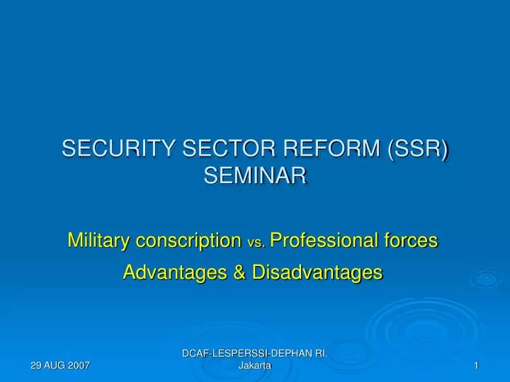 security sector reform ssr seminar