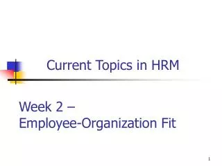 Current Topics in HRM