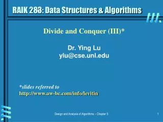 RAIK 283: Data Structures &amp; Algorithms