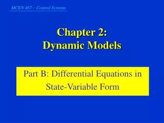 Chapter 2: Dynamic Models