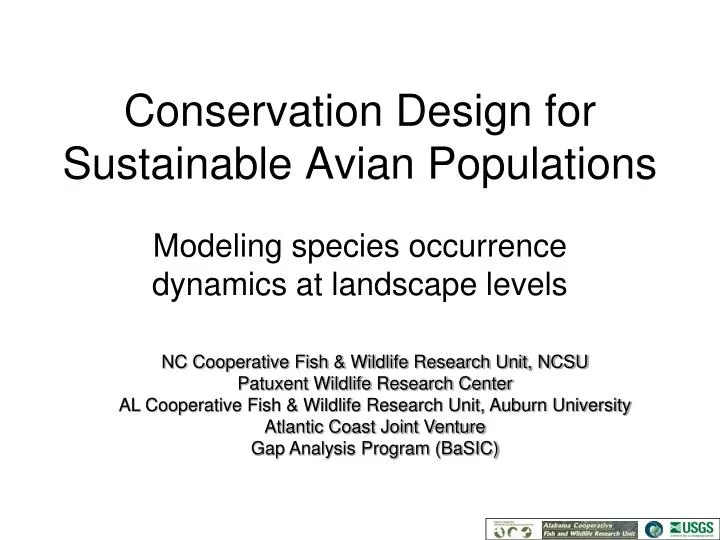 conservation design for sustainable avian populations