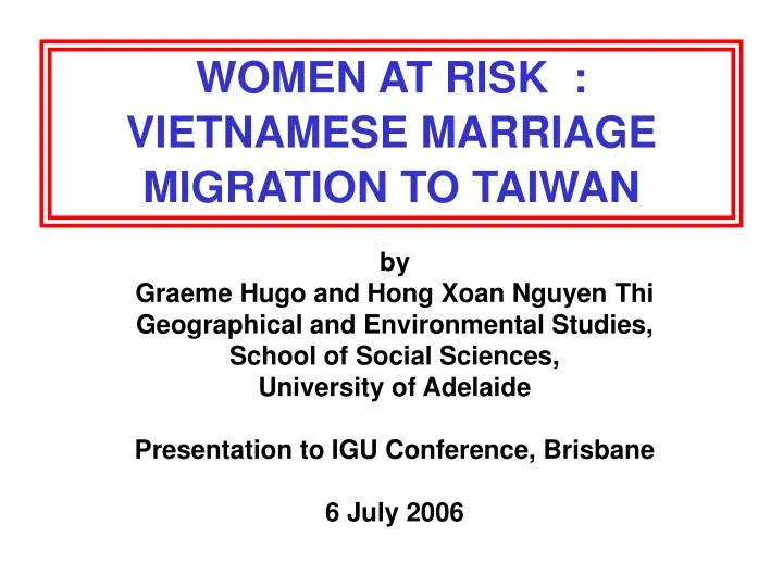 women at risk vietnamese marriage migration to taiwan