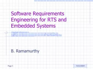Software Requirements Engineering for RTS and Embedded Systems