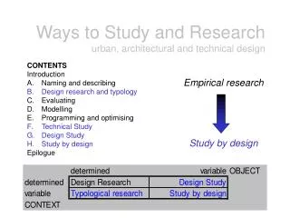 Ways to Study and Research urban, architectural and technical desig n