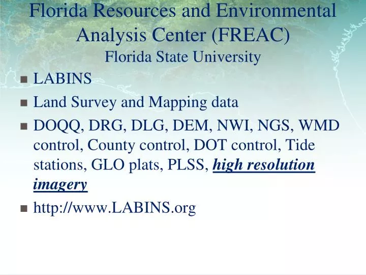 florida resources and environmental analysis center freac florida state university