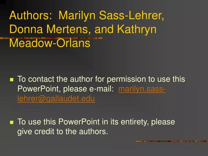 authors marilyn sass lehrer donna mertens and kathryn meadow orlans