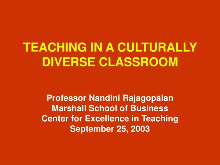 teaching in a culturally diverse classroom