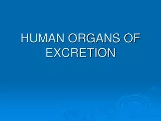 HUMAN ORGANS OF EXCRETION