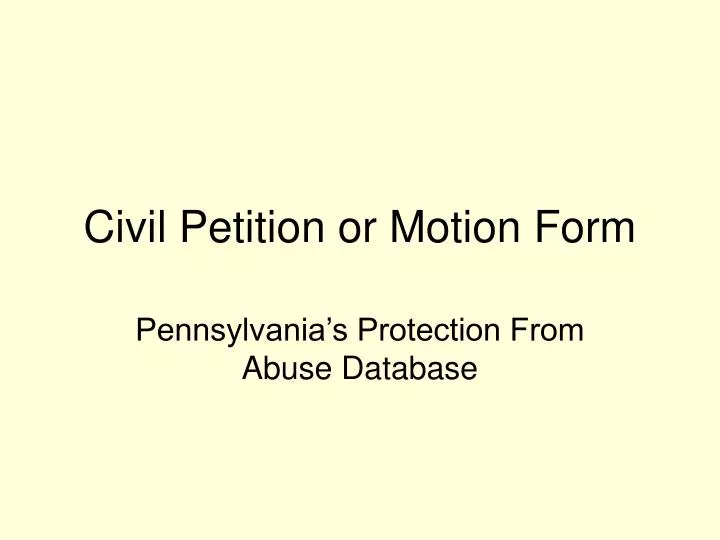 civil petition or motion form