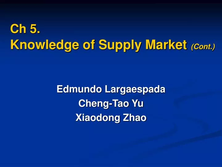 ch 5 knowledge of supply market cont