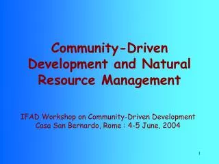 Community-Driven Development and Natural Resource Management