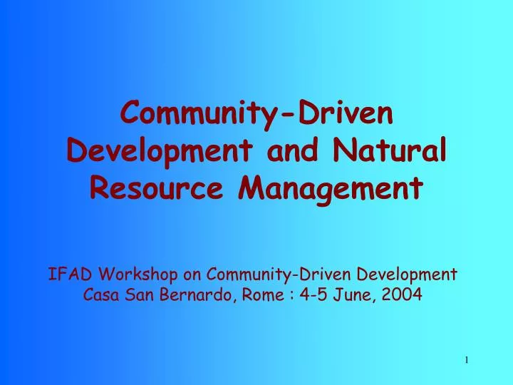 community driven development and natural resource management