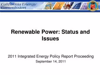 Renewable Power: Status and Issues
