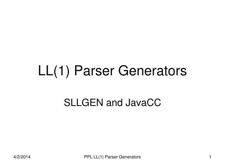 ll 1 parser generators