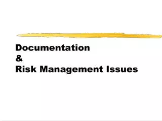 Documentation &amp; Risk Management Issues
