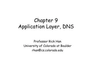 Chapter 9 Application Layer, DNS