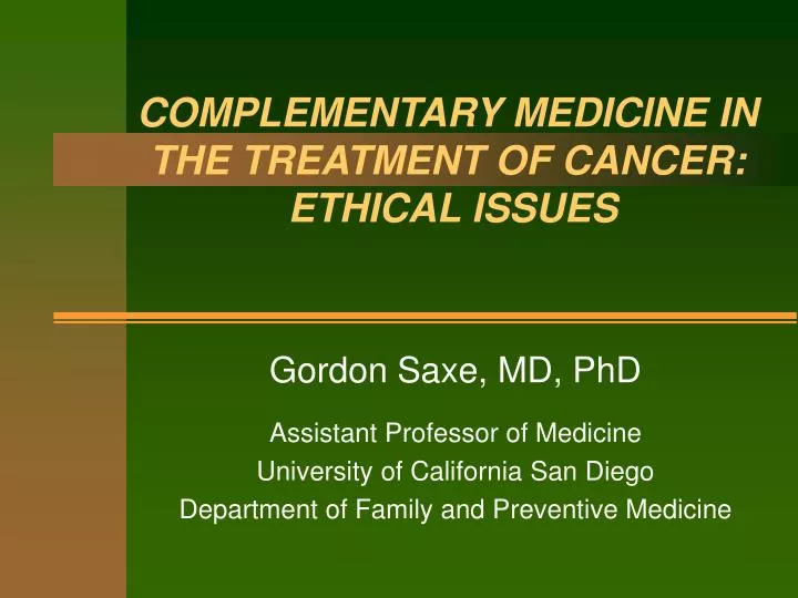complementary medicine in the treatment of cancer ethical issues
