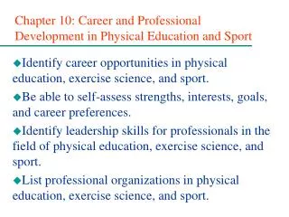 Chapter 10: Career and Professional Development in Physical Education and Sport