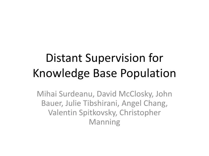 distant supervision for knowledge base population