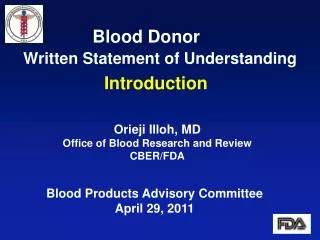 Blood Donor Written Statement of Understanding