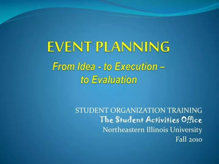 event planning from idea to execution to evaluation