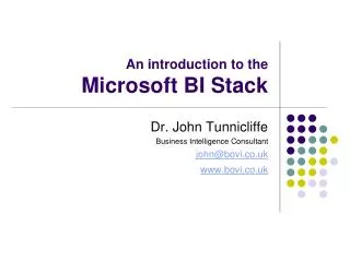 An i ntroduction to the Microsoft BI Stack