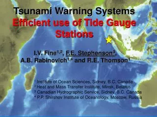 Tsunami Warning Systems Efficient use of Tide Gauge Stations