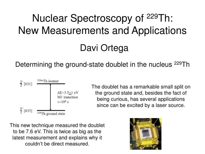 nuclear spectroscopy of 229 th new measurements and applications