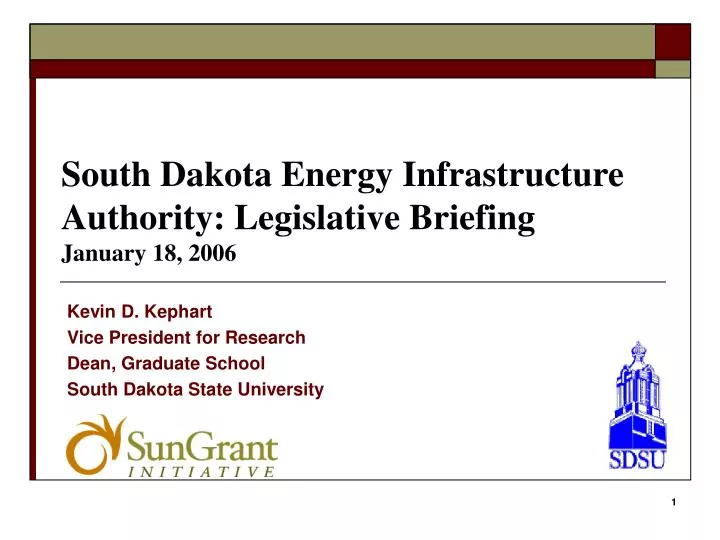 south dakota energy infrastructure authority legislative briefing january 18 2006