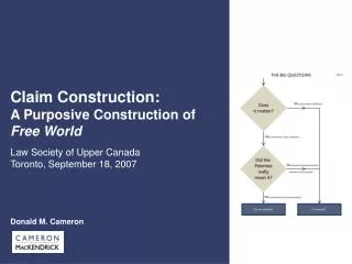 Claim Construction: A Purposive Construction of Free World