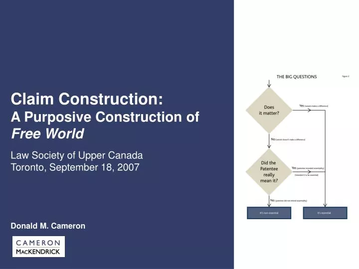 claim construction a purposive construction of free world