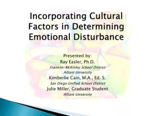 Incorporating Cultural Factors in Determining Emotional Disturbance
