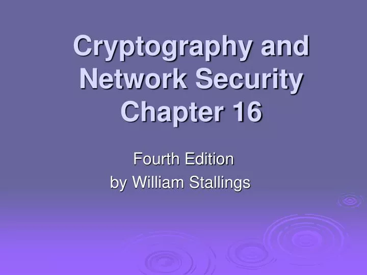 cryptography and network security chapter 16
