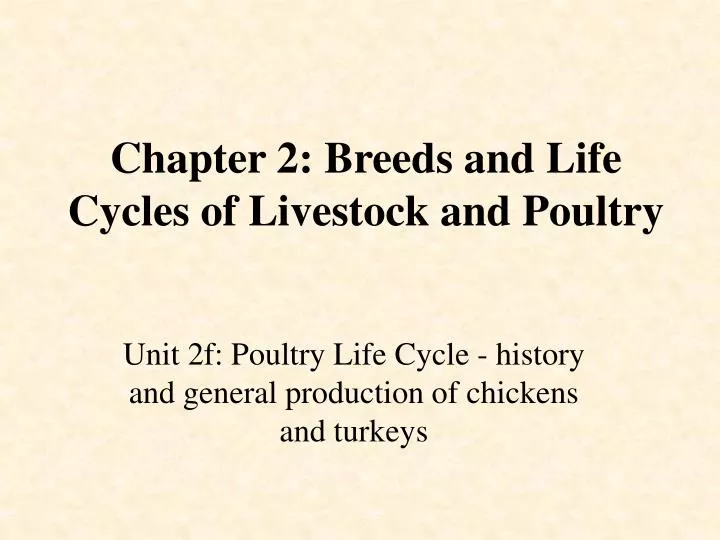 chapter 2 breeds and life cycles of livestock and poultry