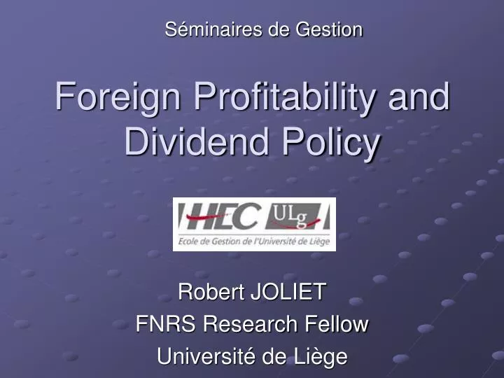 foreign profitability and dividend policy
