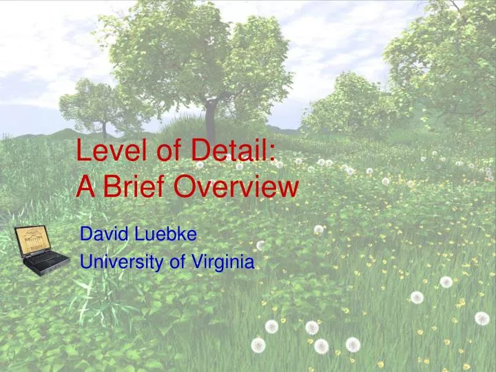 level of detail a brief overview