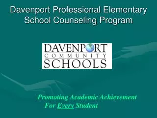 Davenport Professional Elementary School Counseling Program