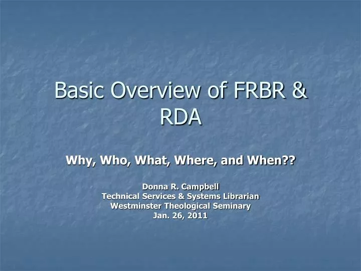 basic overview of frbr rda