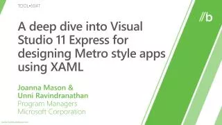A deep dive into Visual Studio 11 Express for designing Metro style apps using XAML
