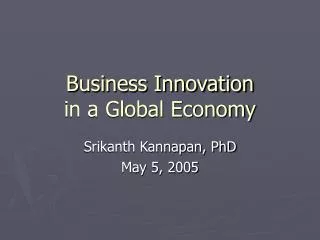 Business Innovation in a Global Economy