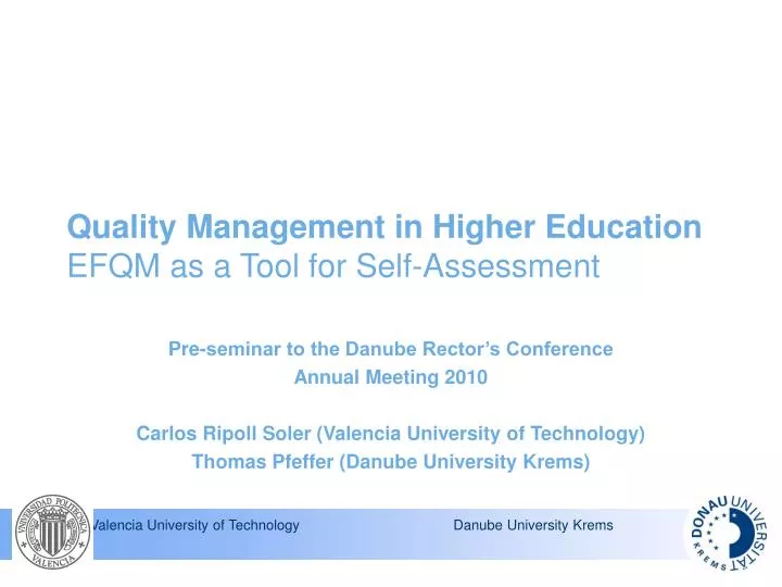 quality management in higher education efqm as a tool for self assessment