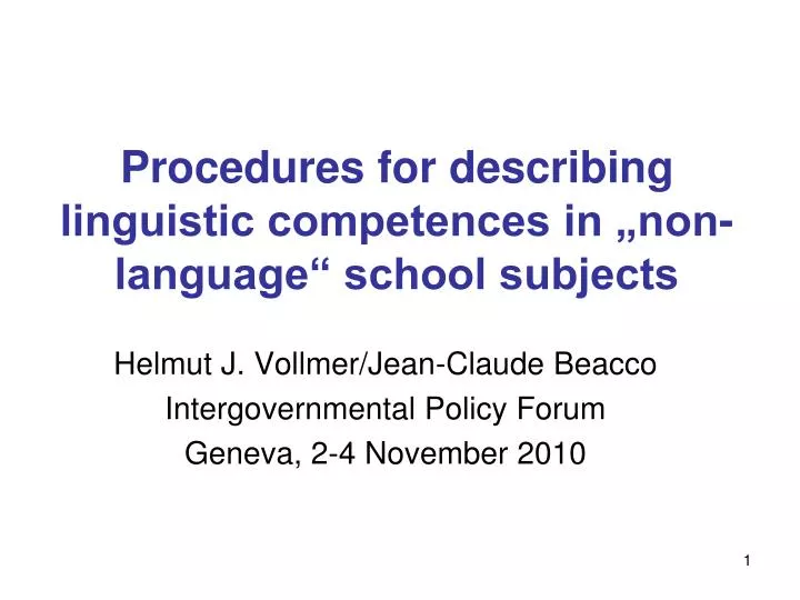 procedures for describing linguistic competences in non language school subjects
