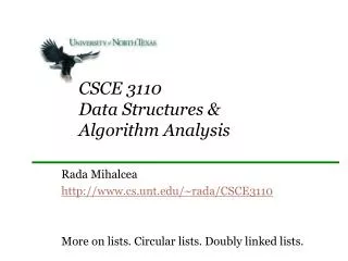 CSCE 3110 Data Structures &amp; Algorithm Analysis