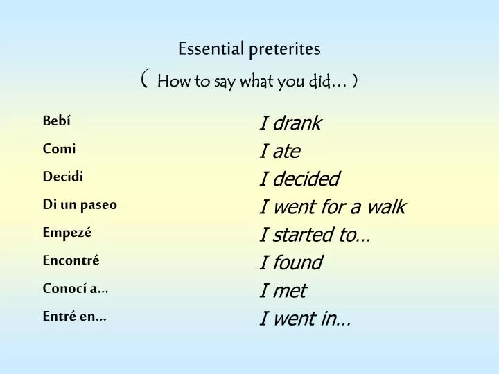 essential preterites how to say what you did